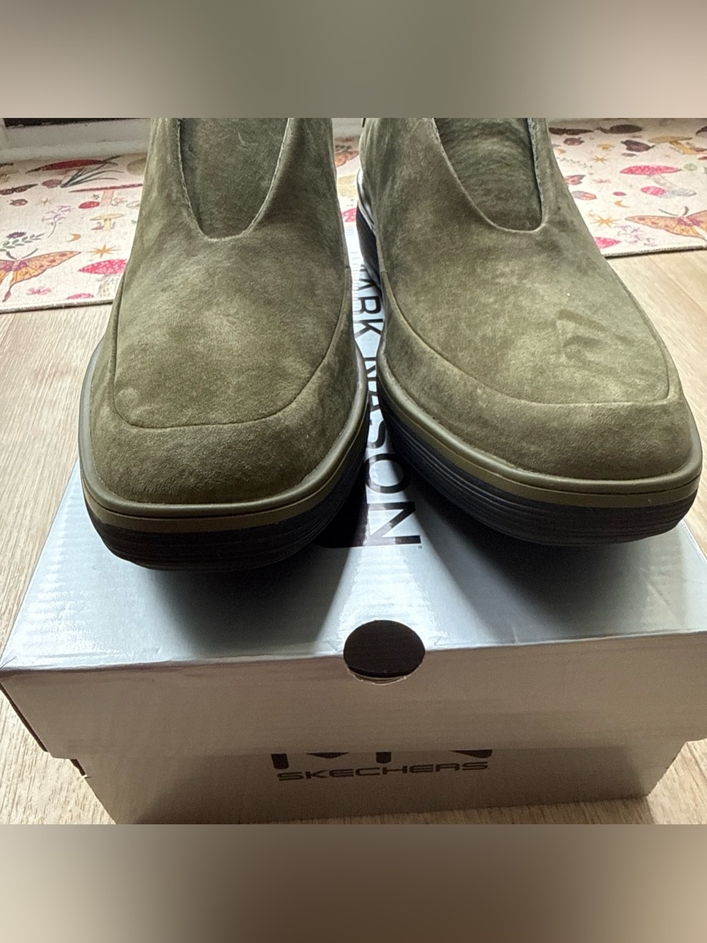 Mark Nason Skechers Mens Olive Suede Leather Slip On Casual Shoes 10 - Picture 6 of 6